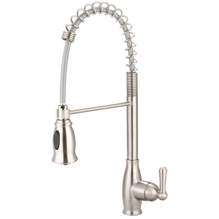 OLYMPIA Single Handle Pre-Rinse Spring Pull-Down Kitchen Faucet in PVD Brushed Nickel K-5045-BN